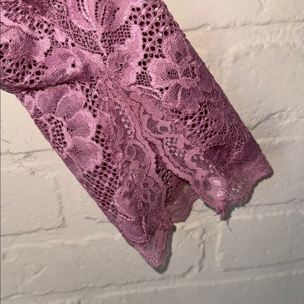 Free People bodysuit NEW Long Sleeve Floral lace intimately pink large - Picture 2 of 3